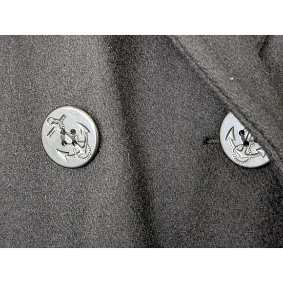 VTG Schott DUR O JAC Wool Pea Coat Mens XL Black Double Breast Quilted Liner - Picture 6 of 14